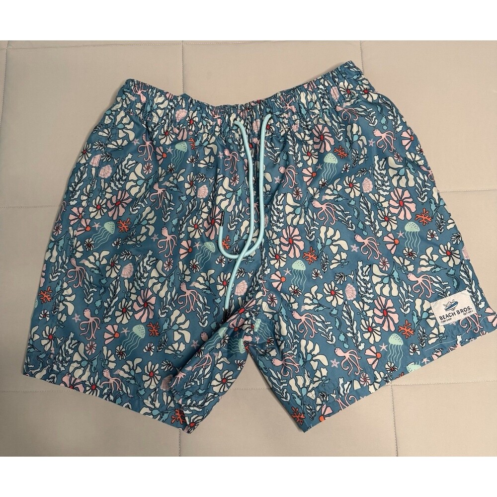 Beach Bros Swim/Board Trunks/Shorts Octopus Floral In Blue Small Summer Resort